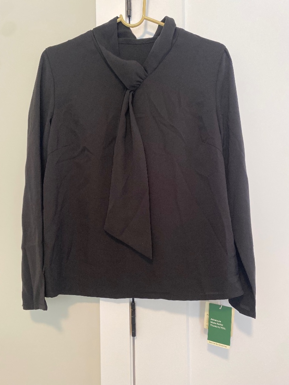Halara Black Front Tie Long Sleeve Blouse